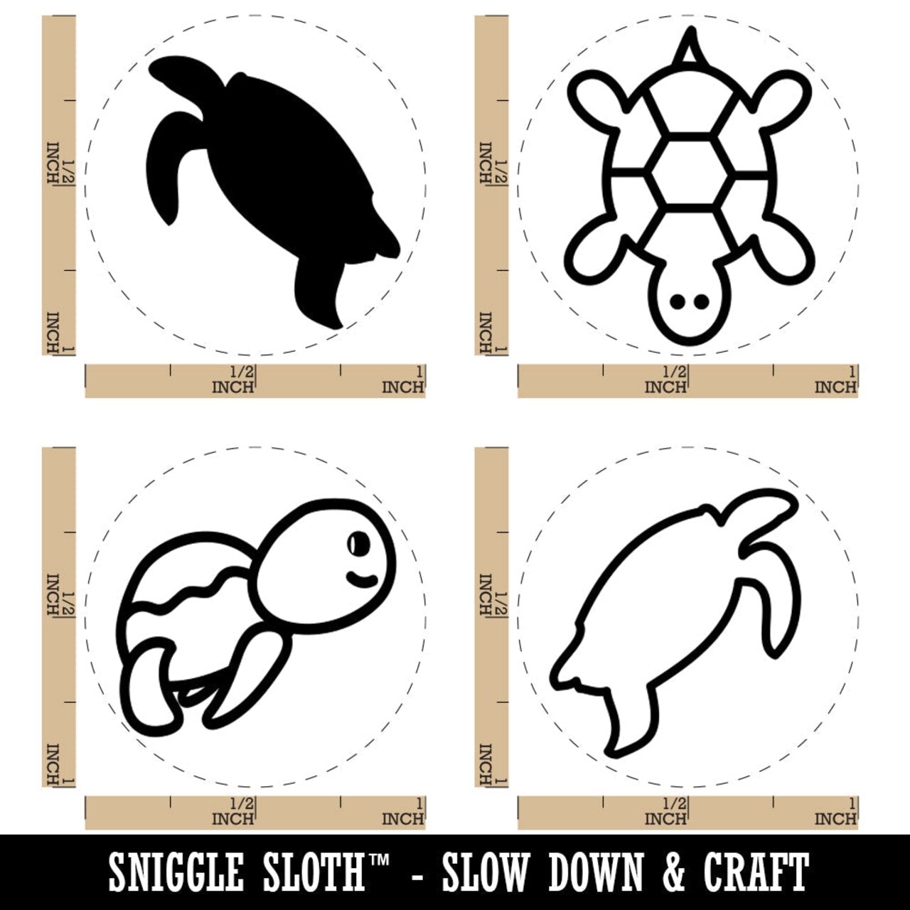 Turtles Sea Baby Swimming Rubber Stamp Set for Stamping Crafting Planners